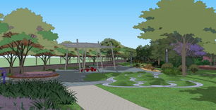 最近的一個(gè)景觀項(xiàng)目su效果,已經(jīng)在施工中